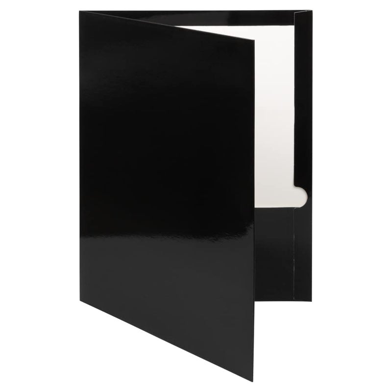 JAM PAPER Laminated Two Pocket Glossy School Folders - Letter Size - High Gloss Black - Bulk 25/Pack - Image 3